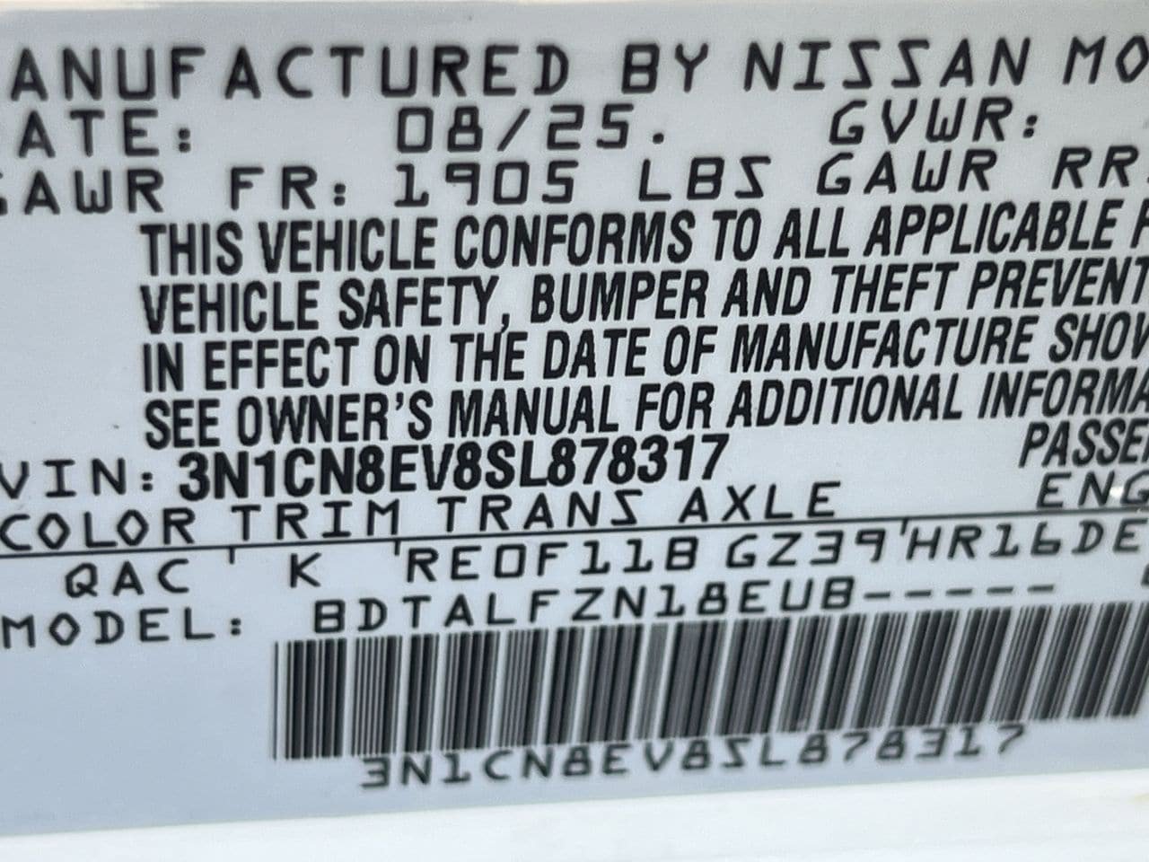 Certified 2025 Nissan Versa SV w/ Trunk Package FWD image 26
