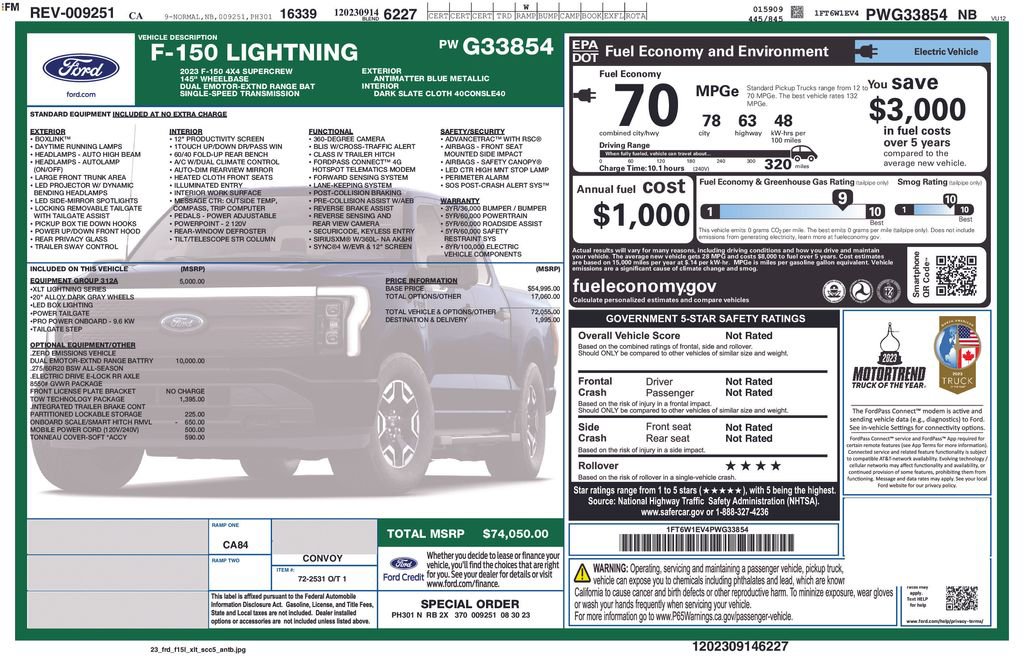 Used 2023 Ford F150 Lightning XLT w/ Equipment Group 312A High image 29