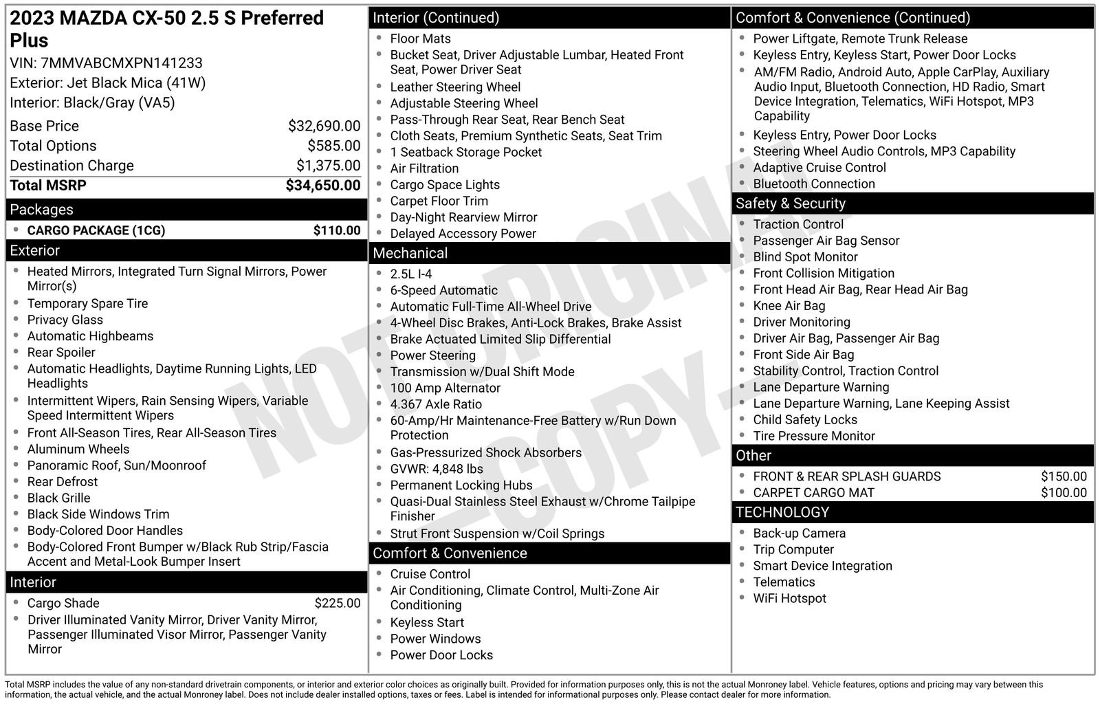 Used 2023 MAZDA CX-50 2.5 S w/ Cargo Package image 16