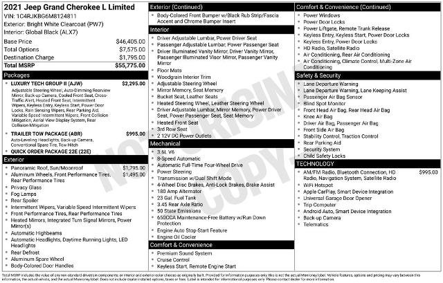 Used 2021 Jeep Grand Cherokee L Limited w/ Luxury Tech Group II AWD/4WD image 6