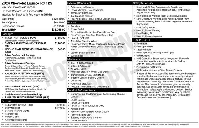 Certified 2024 Chevrolet Equinox RS w/ RS Leather Package AWD/4WD image 33