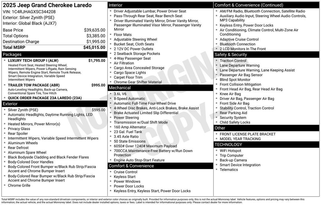 Used 2025 Jeep Grand Cherokee Laredo w/ Luxury Tech Group I AWD/4WD image 32