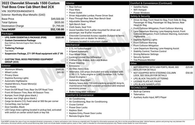 Used 2022 Chevrolet Silverado 1500 Custom Trail Boss w/ LPO, Dark Essentials Package image 20