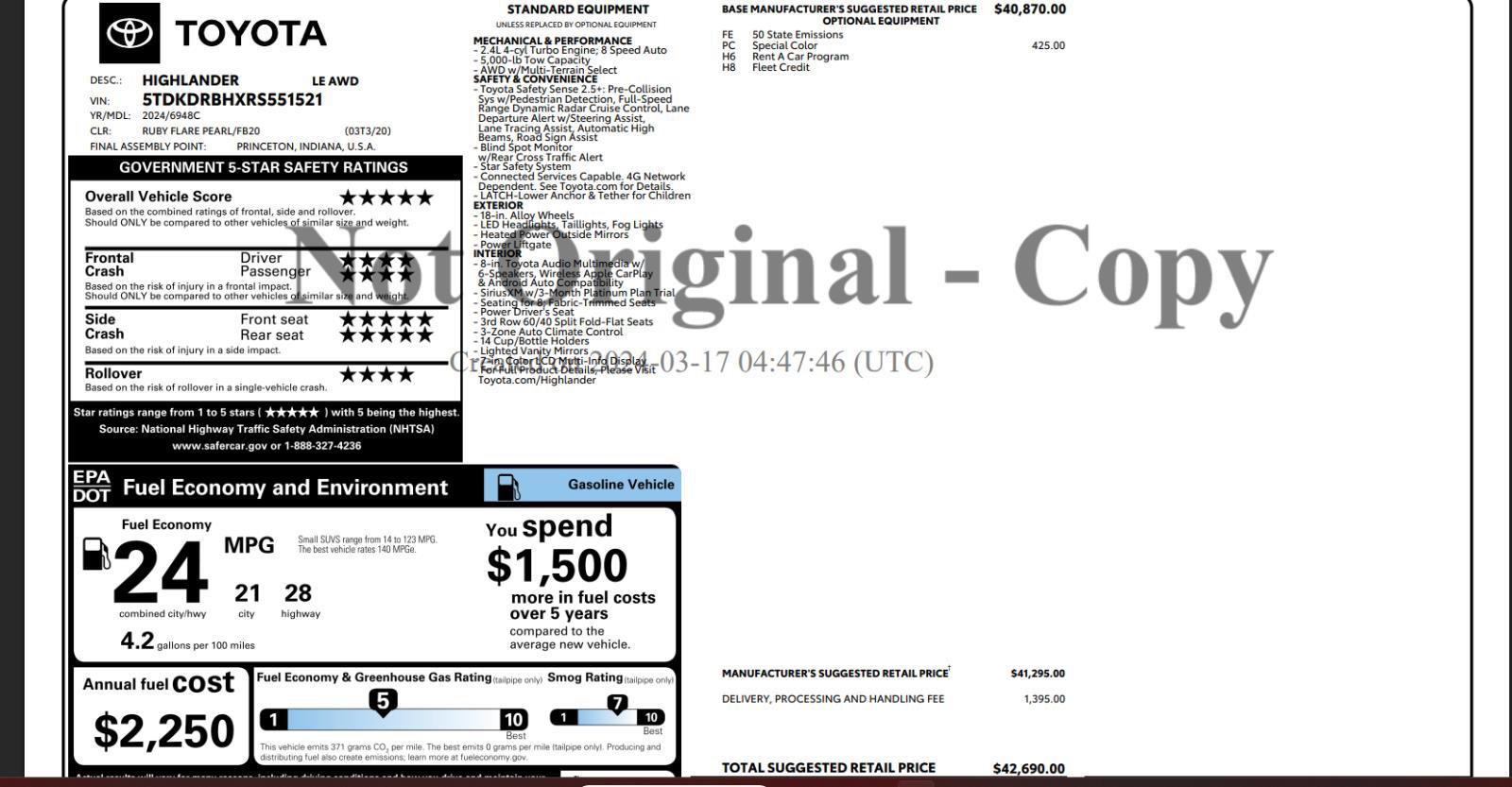 Used 2024 Toyota Highlander LE image 4