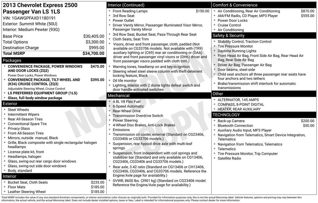 Used 2013 Chevrolet Express 2500 LS image 9