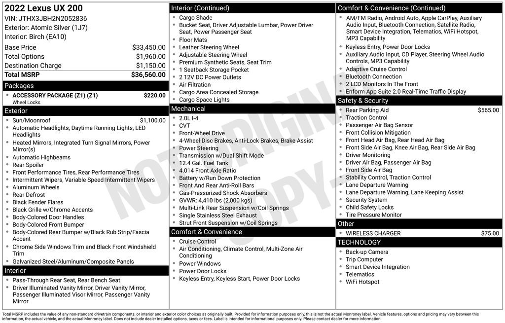 Used 2022 Lexus UX 200 w/ Accessory Package (Z1) FWD image 32