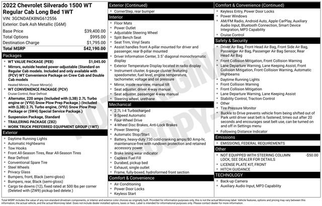 Used 2022 Chevrolet Silverado 1500 W/T w/ WT Value Package image 22