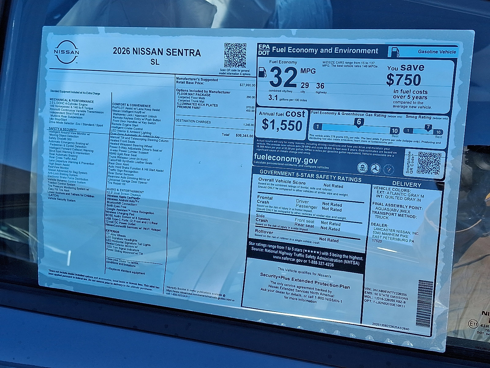 New 2026 Nissan Sentra SL w/ Floor Mat Package image 7