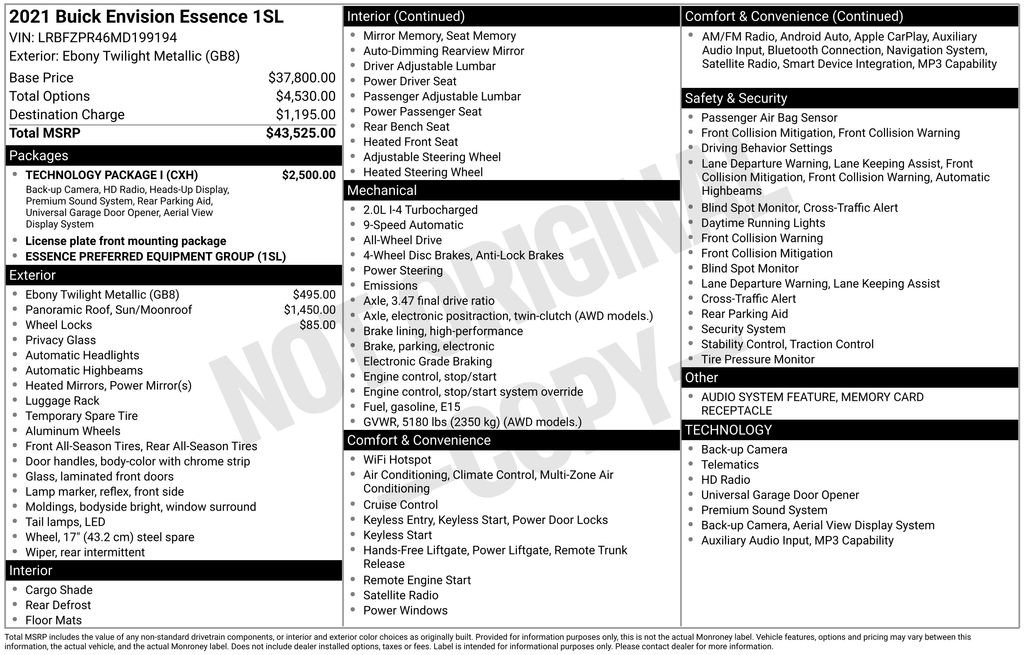 Used 2021 Buick Envision Essence w/ Technology Package I AWD/4WD image 4