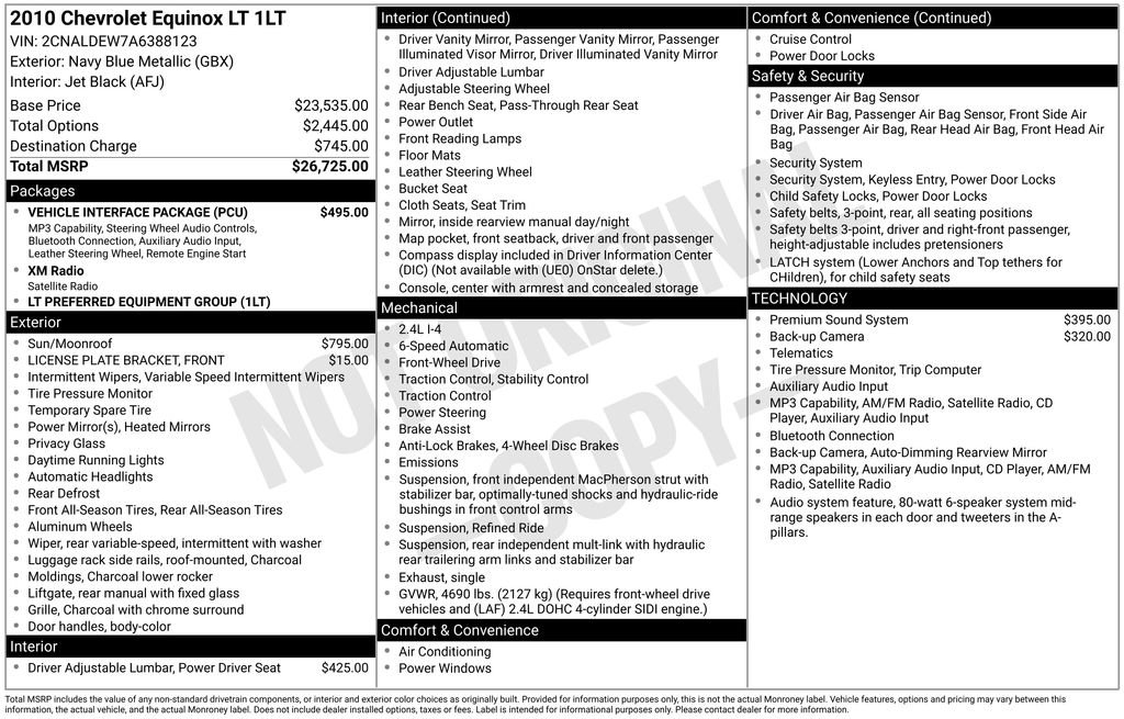 Used 2010 Chevrolet Equinox LT w/ Vehicle Interface Package FWD image 4