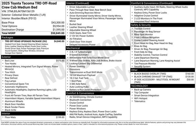 Used 2025 Toyota Tacoma TRD Off-Road w/ TRD Off Road Upgrade Package image 7