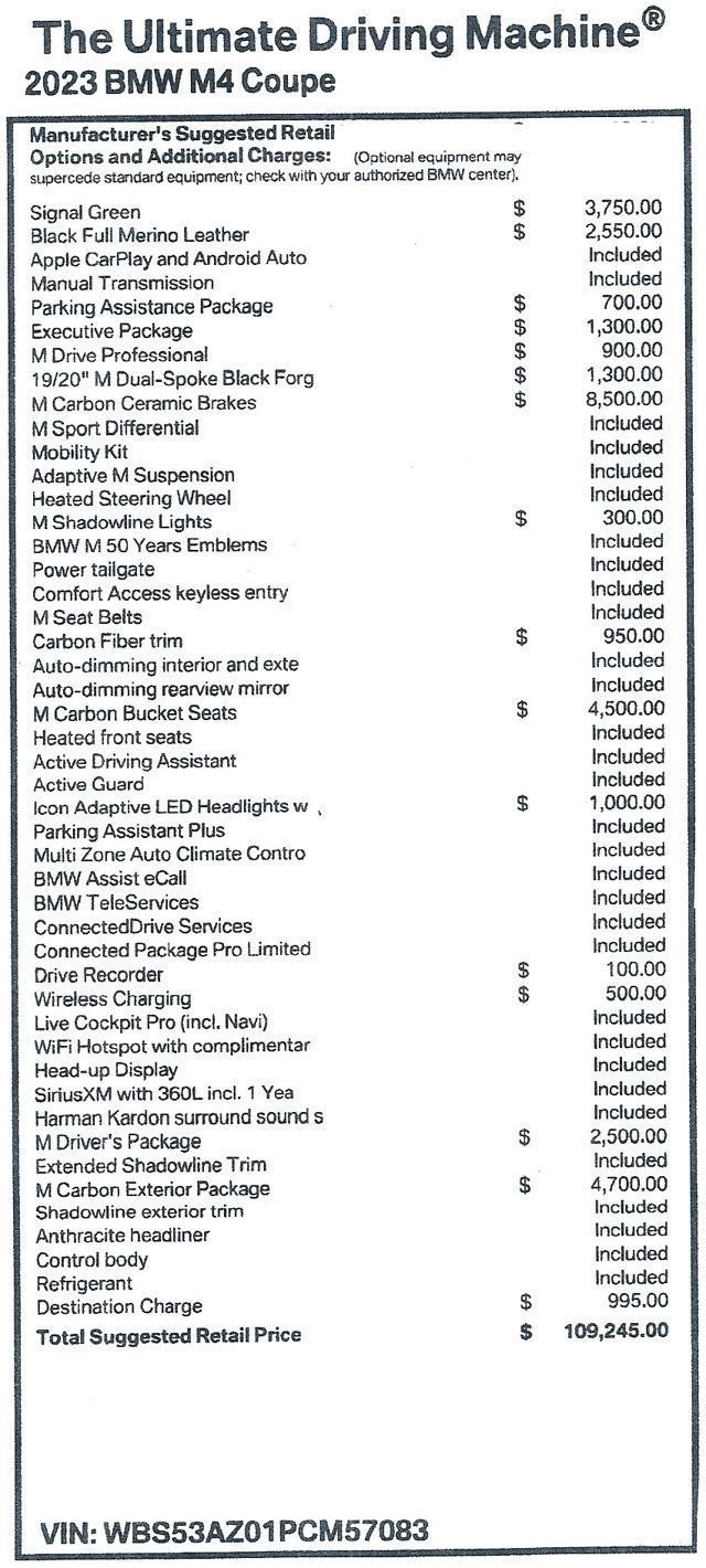 Used 2023 BMW M4 Coupe w/ M Carbon Exterior Package RWD image 23