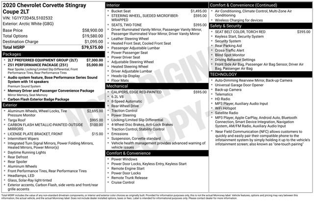 Used 2020 Chevrolet Corvette Stingray Preferred Cpe w/ 2LT Preferred Equipment Group RWD image 34