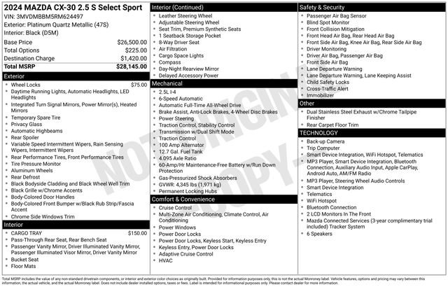 Used 2024 MAZDA CX-30 AWD 2.5 S w/ Select Sport Pkg image 15