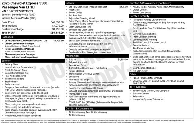 Used 2025 Chevrolet Express 3500 LT w/ LT Preferred Equipment Group image 5