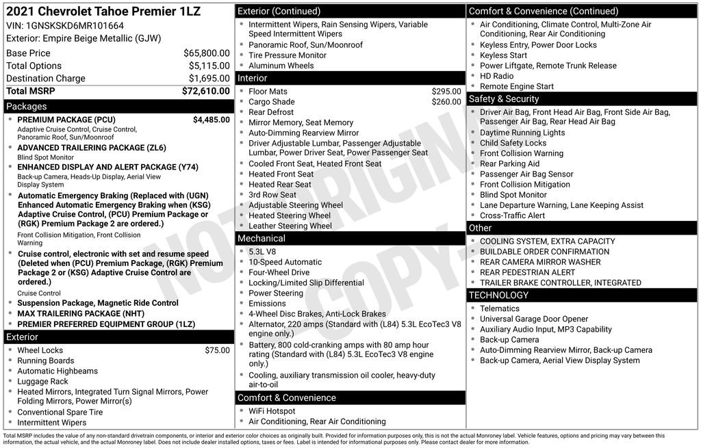Used 2021 Chevrolet Tahoe Premier w/ Premium Package AWD/4WD image 57
