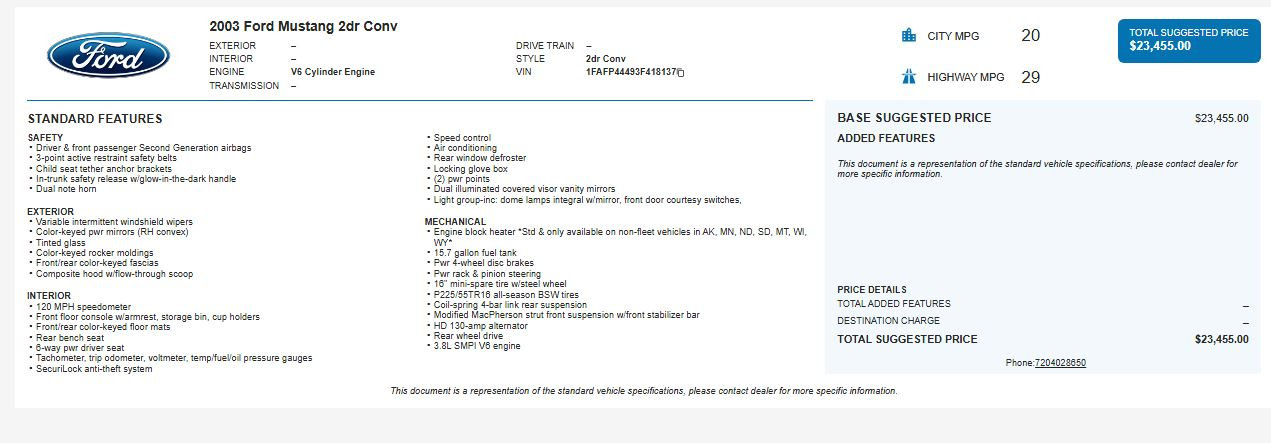 Used 2003 Ford Mustang Convertible image 2