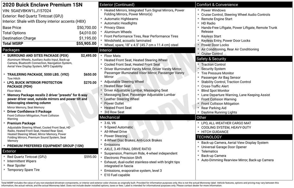 Used 2020 Buick Enclave Premium w/ Surround and Sites Package image 4