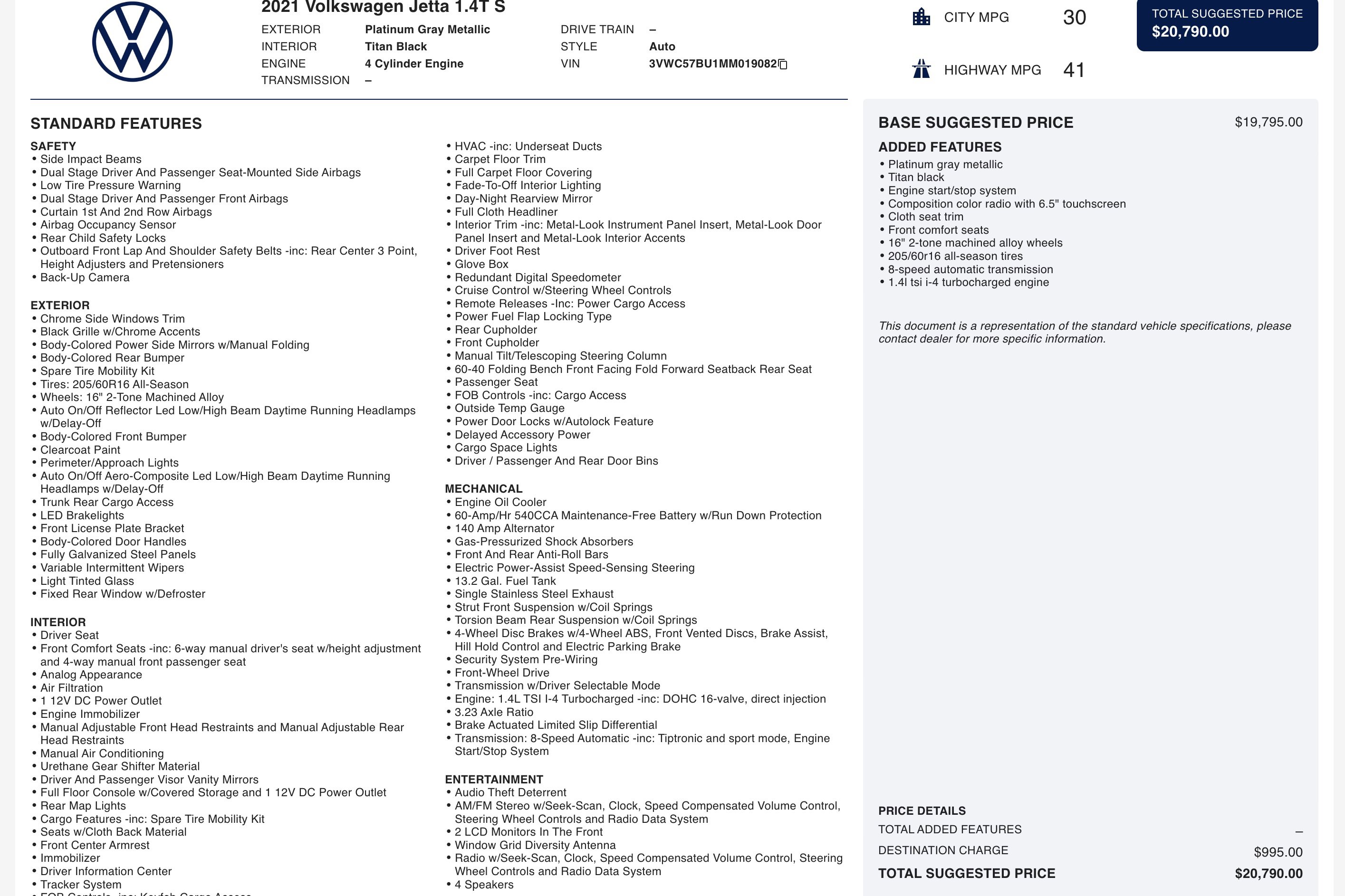 Used 2021 Volkswagen Jetta S w/ Driver Assistance Package image 3