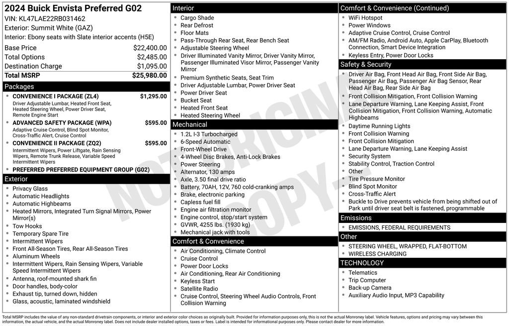 Certified 2024 Buick Envista Preferred w/ Convenience I Package image 28