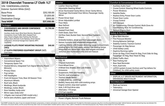 Used 2018 Chevrolet Traverse LT FWD image 34