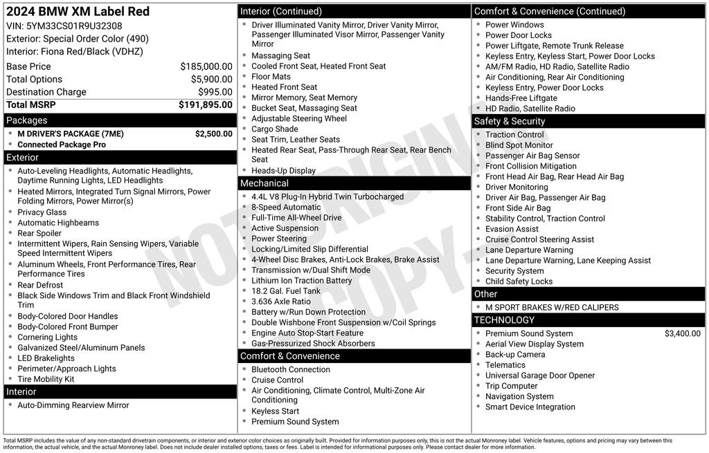 Used 2024 BMW XM Label Red w/ M Driver's Package AWD/4WD image 7