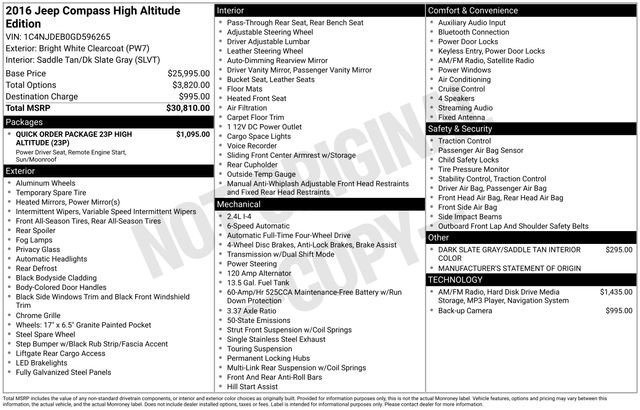 Used 2016 Jeep Compass High Altitude image 15