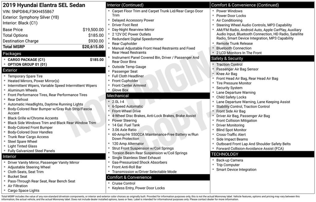Used 2019 Hyundai Elantra SEL w/ Cargo Package image 5