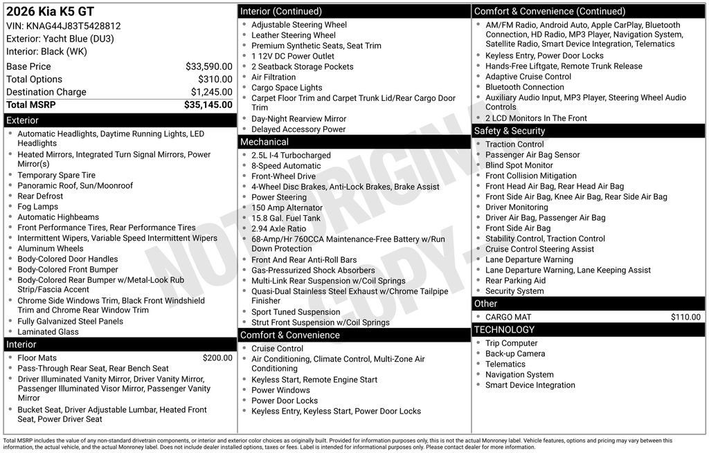 New 2026 Kia K5 GT FWD image 40