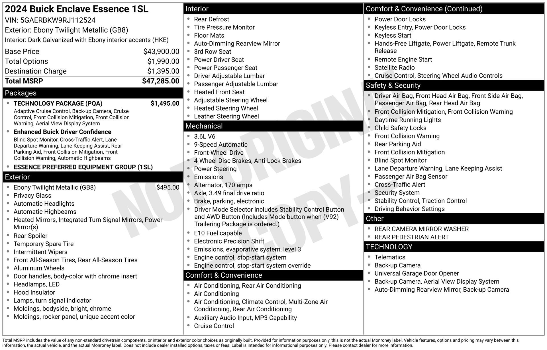 Used 2024 Buick Enclave Essence w/ Technology Package FWD image 38