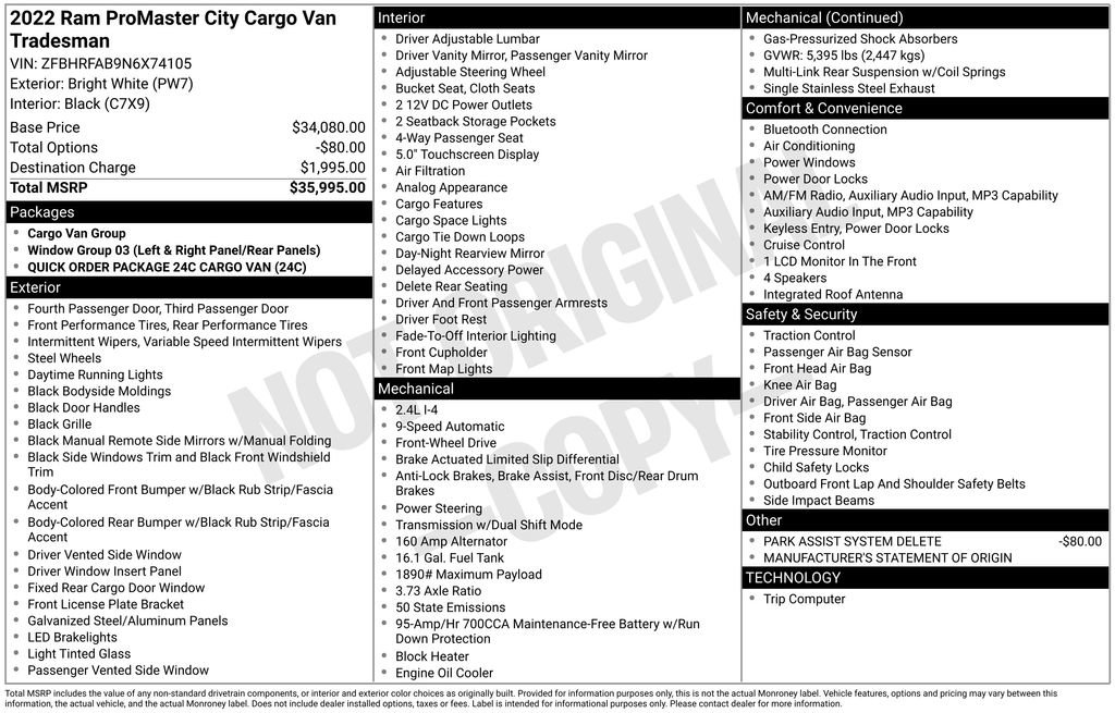 Used 2022 RAM ProMaster City Tradesman FWD image 5
