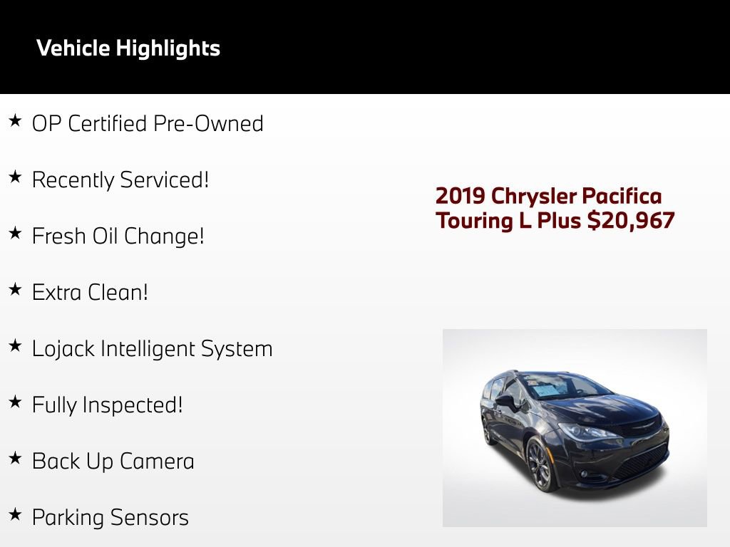 Used 2019 Chrysler Pacifica Touring-L Plus w/ Advanced Safetytec Group FWD image 2