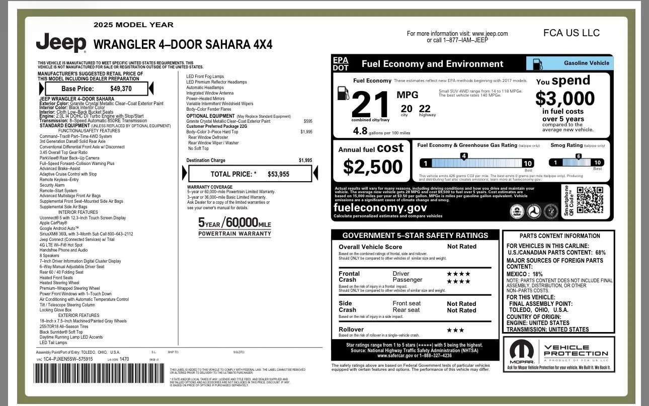 Used 2025 Jeep Wrangler Unlimited Sahara image 21