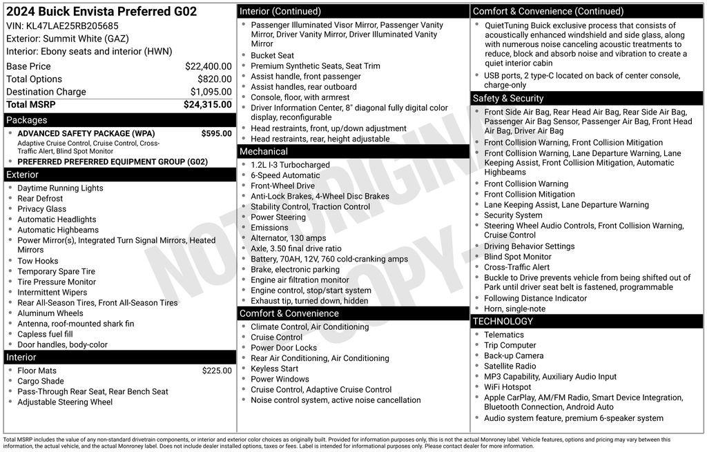 Used 2024 Buick Envista Preferred w/ Advanced Safety Package FWD image 5