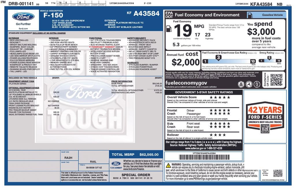 Used 2019 Ford F150 Platinum w/ Trailer Tow Package AWD/4WD image 10