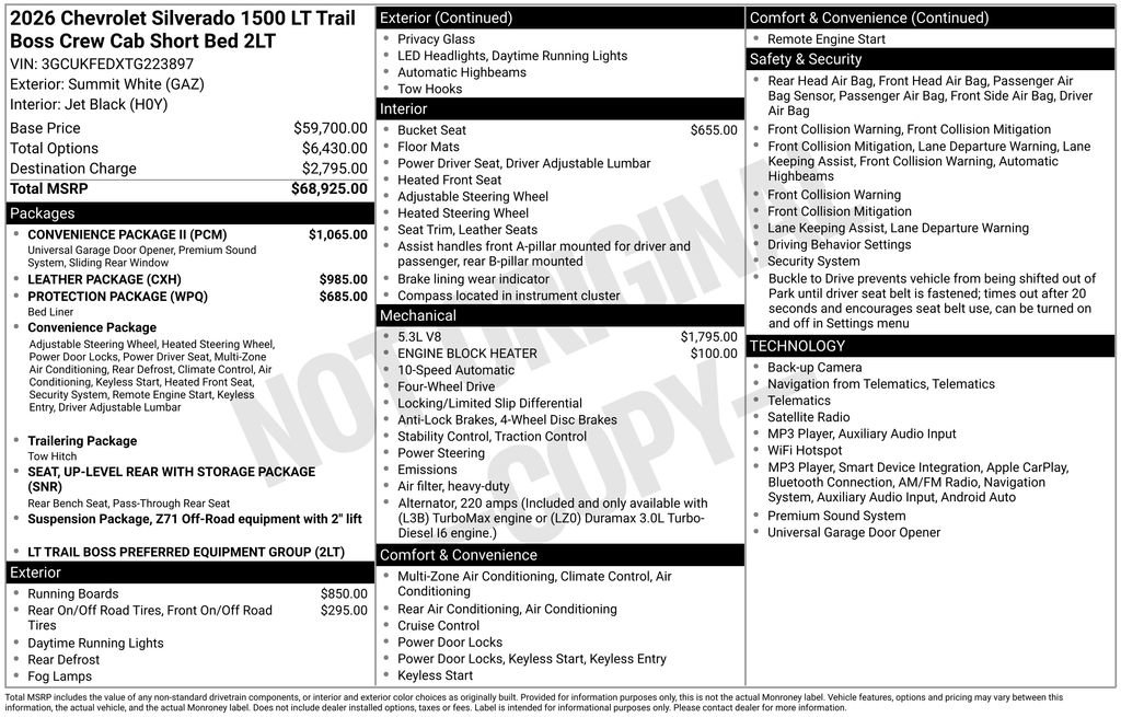 Used 2026 Chevrolet Silverado 1500 LT Trail Boss w/ Convenience Package II AWD/4WD image 9