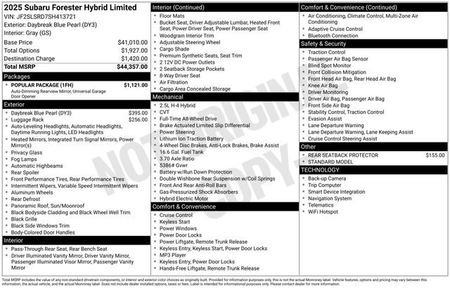 New 2025 Subaru Forester Limited w/ Popular Package image 1