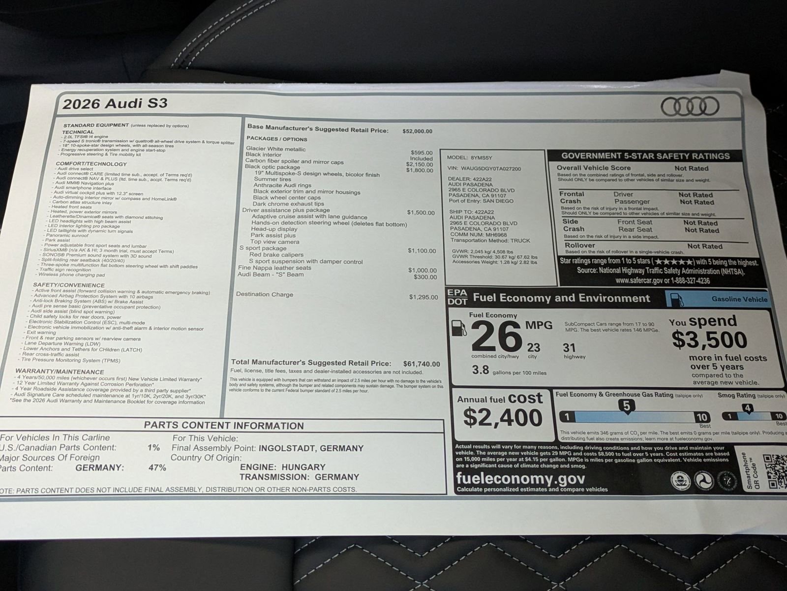 New 2026 Audi S3 Premium AWD/4WD image 18