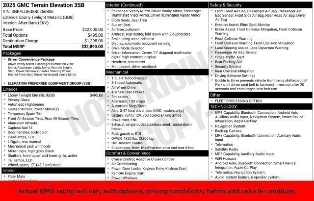 Used 2025 GMC Terrain Elevation AWD/4WD image 65