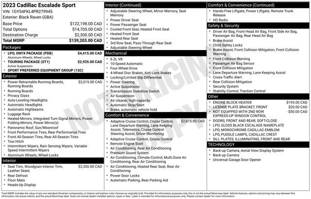 Used 2023 Cadillac Escalade Sport w/ LPO, ONYX Package AWD/4WD image 2