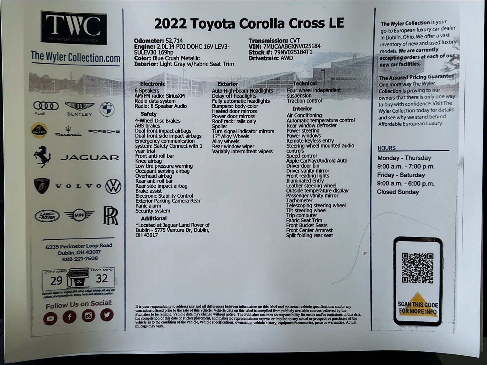 Used 2022 Toyota Corolla Cross LE AWD/4WD image 45