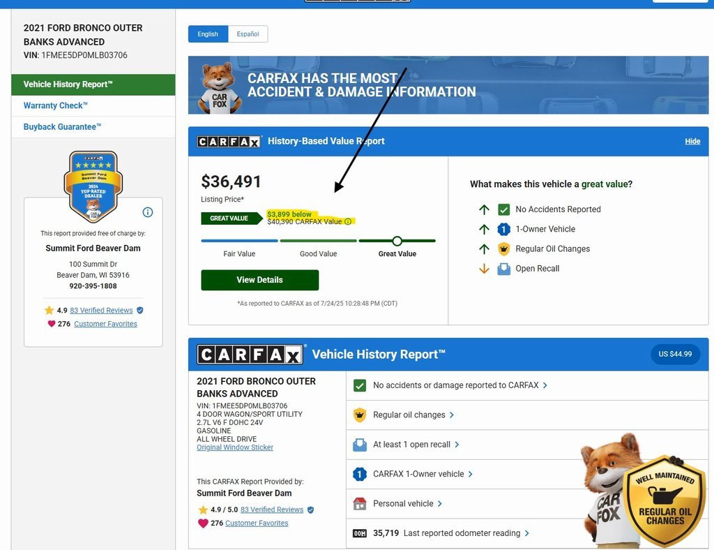 Used 2021 Ford Bronco Outer Banks image 2