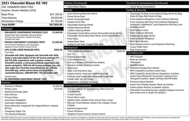 Used 2021 Chevrolet Blazer RS w/ Enhanced Convenience Package FWD image 6