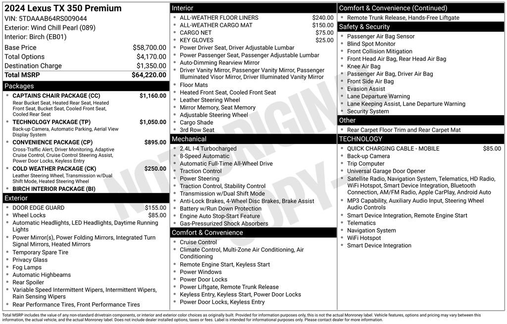 Used 2024 Lexus TX 350 AWD w/ Captains Chair Package image 2