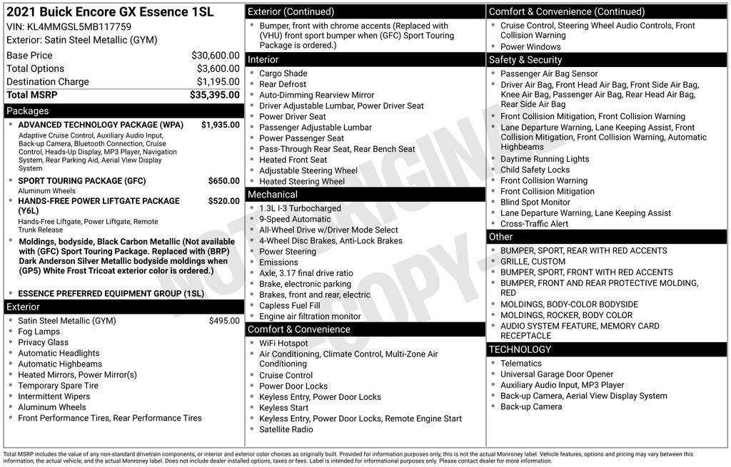 Used 2021 Buick Encore GX Essence w/ Advanced Technology Package image 39