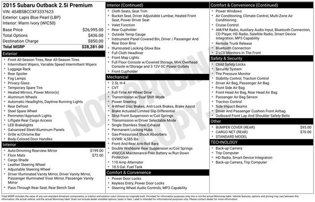 Used 2015 Subaru Outback 2.5i Premium image 45