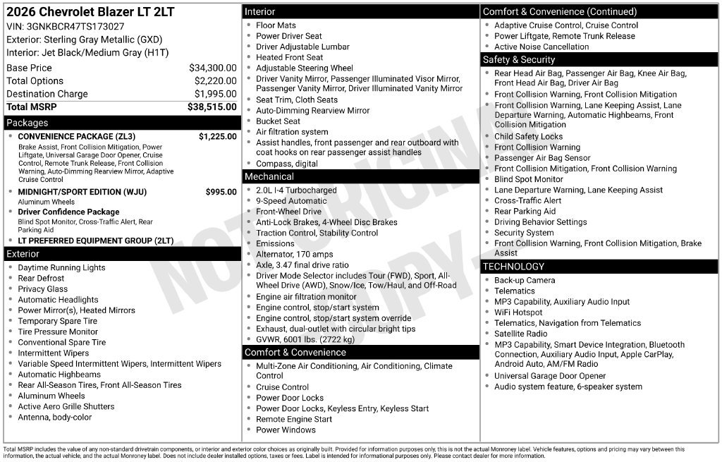 Used 2026 Chevrolet Blazer LT w/ Convenience Package FWD image 39