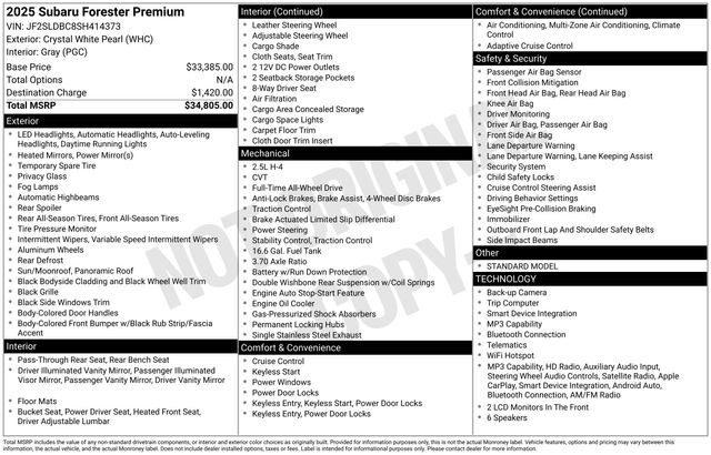 Certified 2025 Subaru Forester Premium AWD/4WD image 3
