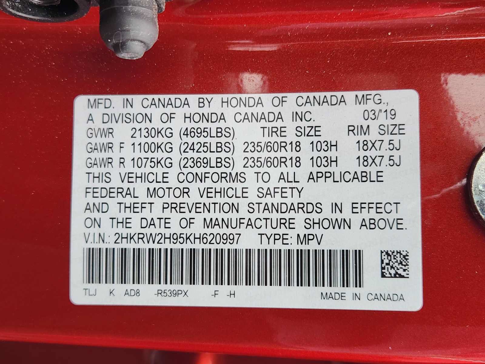 Certified 2019 Honda CR-V Touring image 33