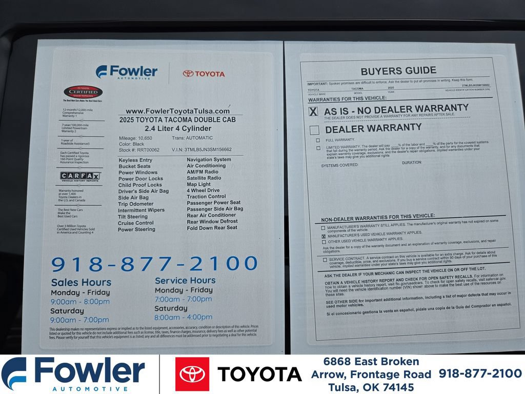 Certified 2025 Toyota Tacoma SR5 AWD/4WD image 35